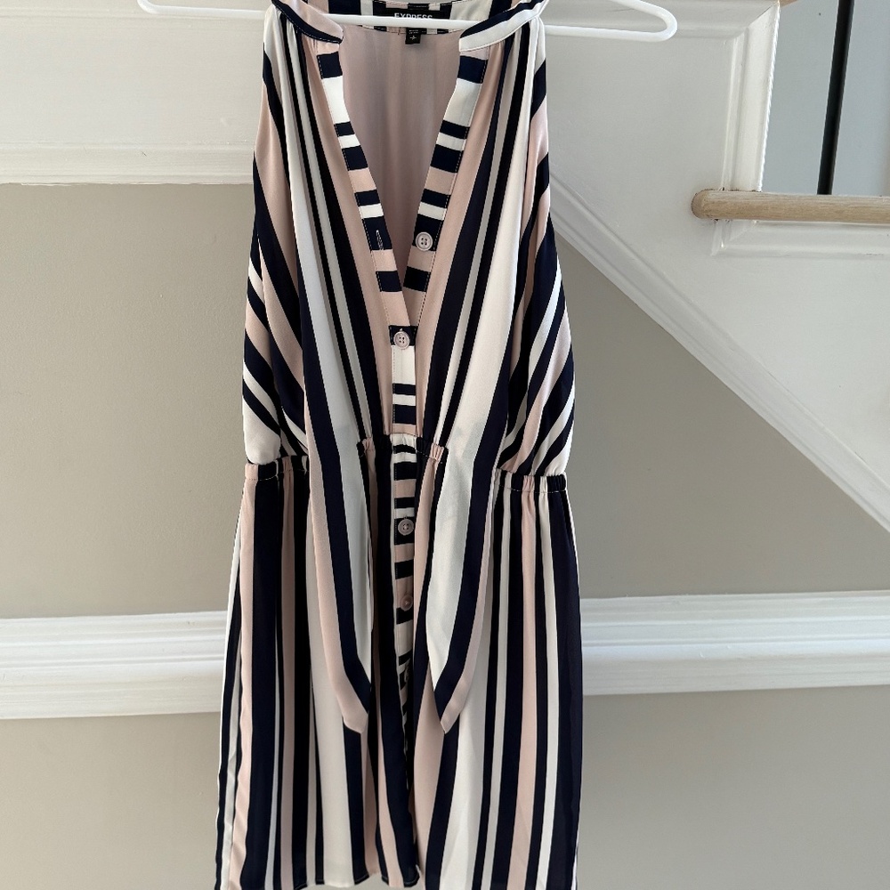 Express Mini Pink & Navy Dress | Size Small
